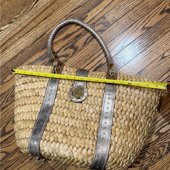 EUC: Michael Kors Woven Tan and Gold Santorini Tote, Large - Picture 9 of 11